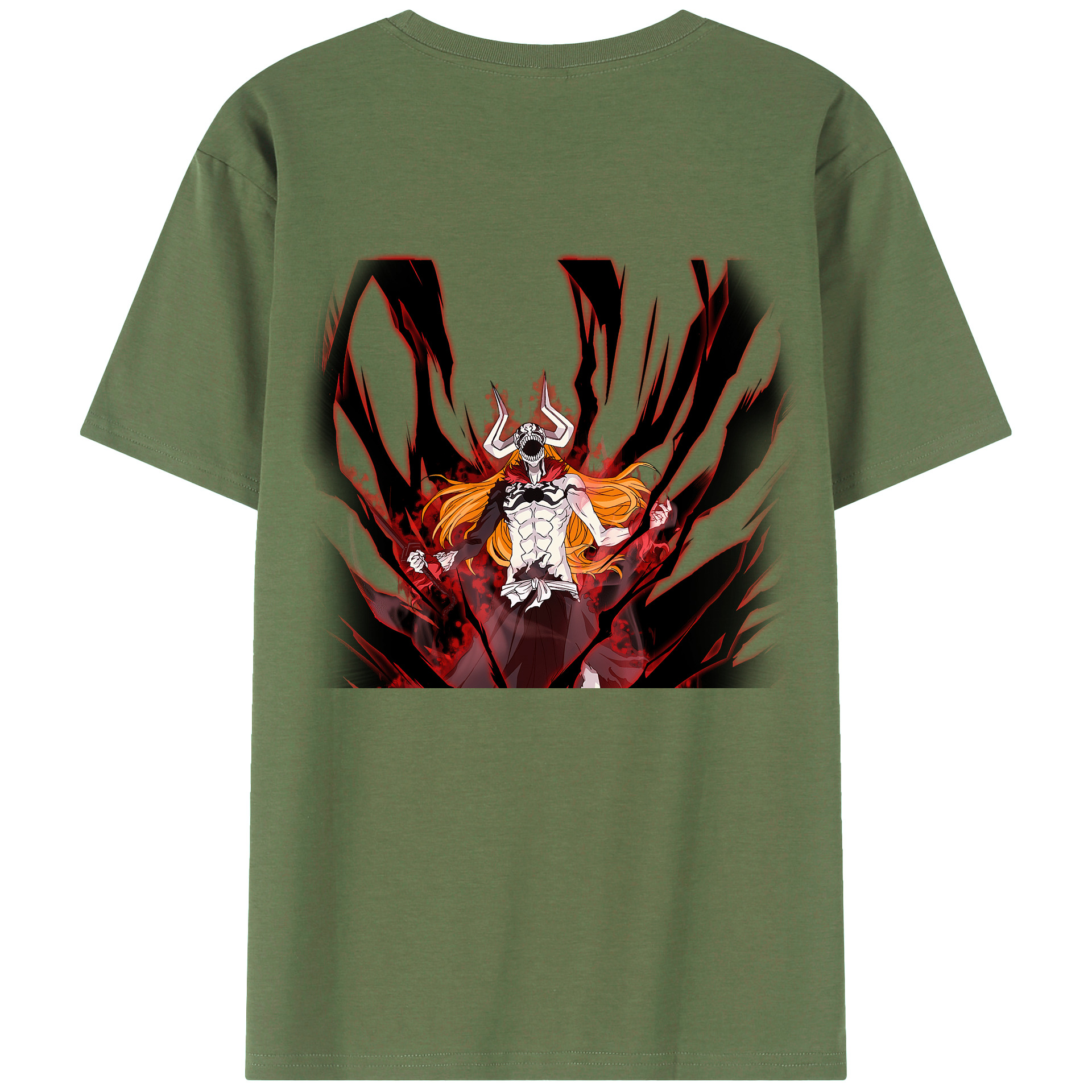 （画像用） ブリーチ 黒崎一護（くろさき いちご）BLEACH Kurosaki Ichigo 綿100％ メンズ半袖Tシャツ（バックプリント） 通気性